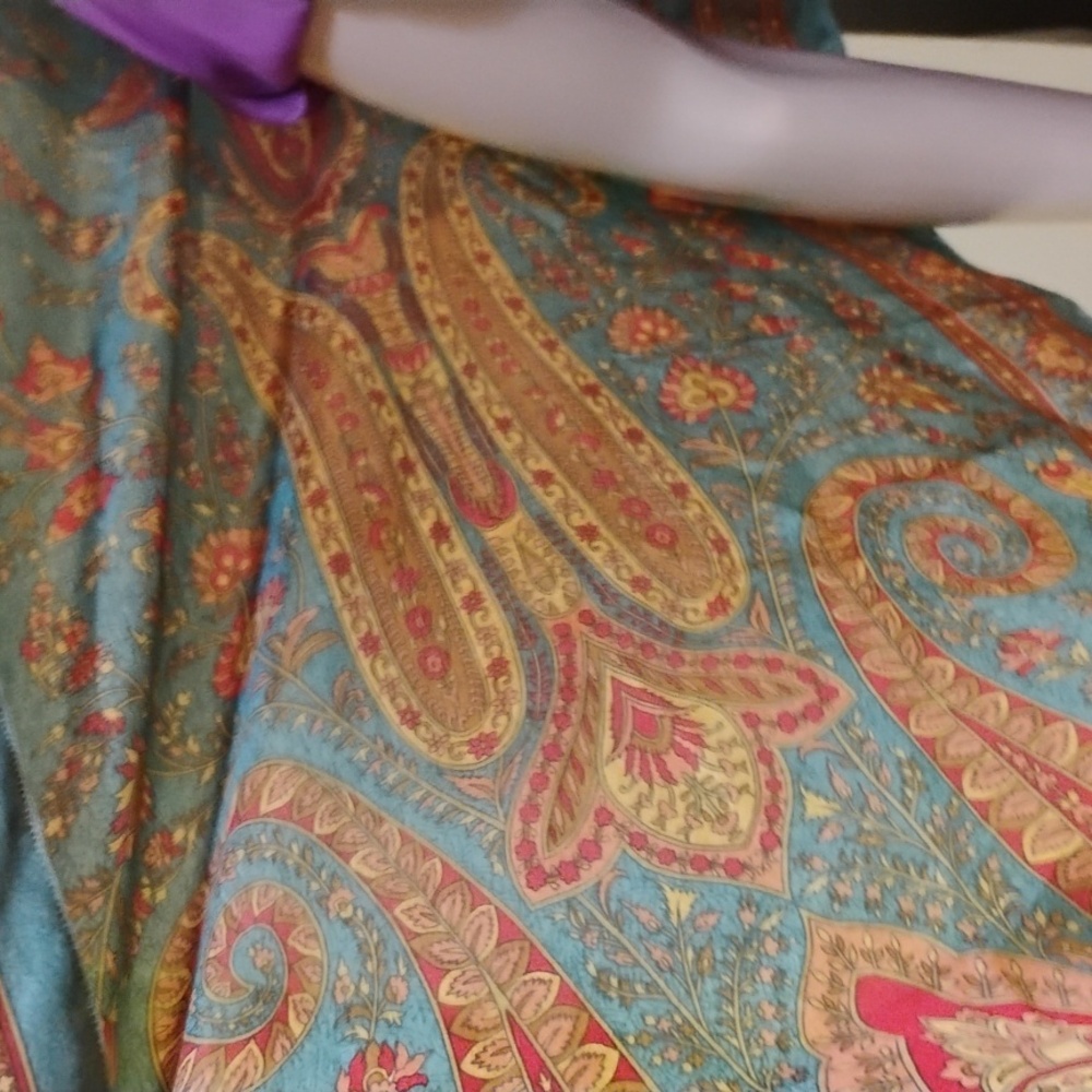 Made In India Blue and Orange Lightweight Scarf Wrap - Picture 8 of 9
